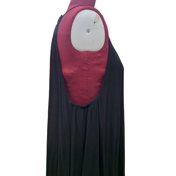 Stillwater Maxi Dress Halter Black Jersey Tie Dye Hem Side Slits Medium - Picture 6 of 12